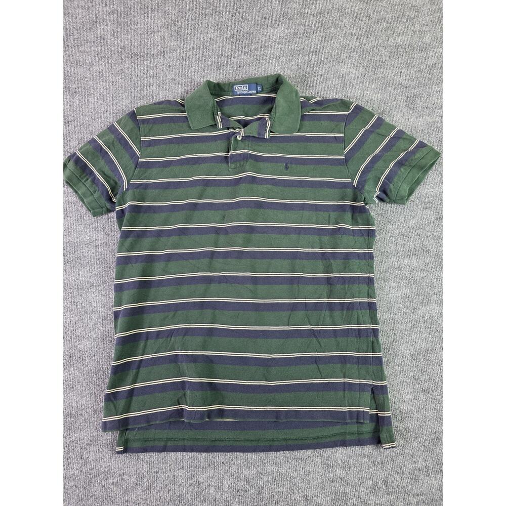 Polo Ralph Lauren Polo Shirt XL Striped Cotton Green Blue Stripes X-Large